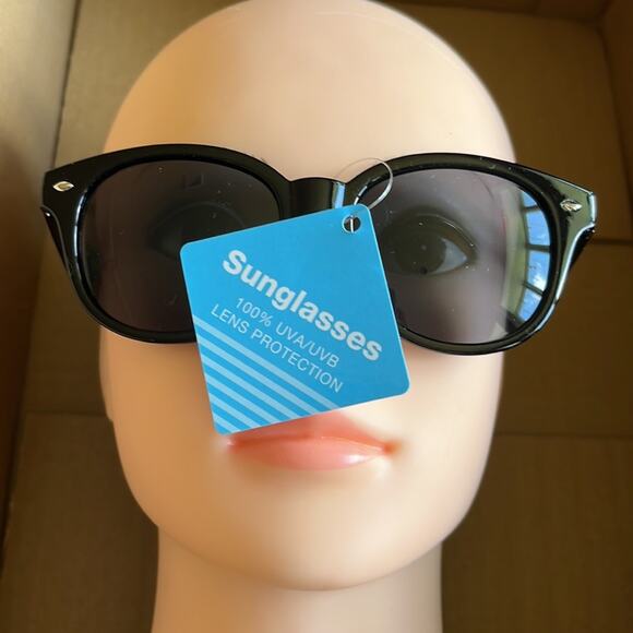 Round Club Sunglasses Black 100% UVA UVB Protection - Picture 2 of 11